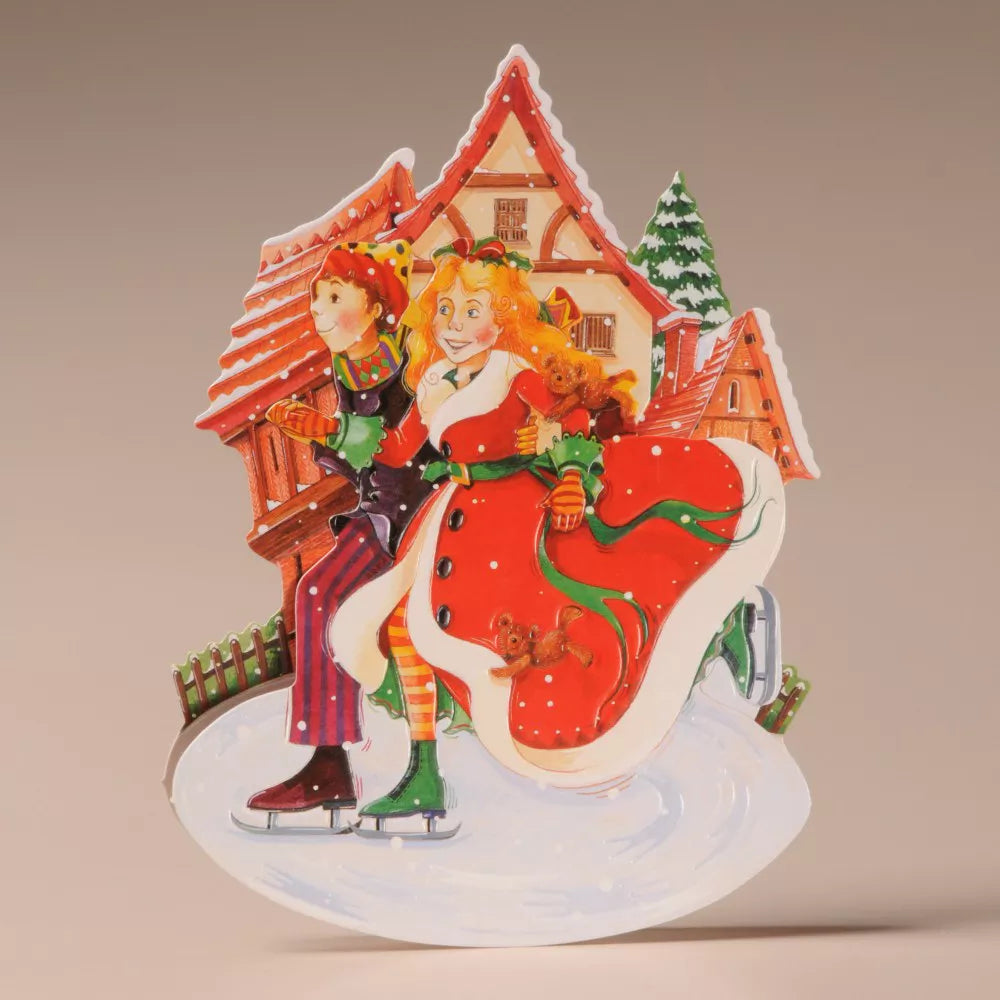 Ice Skating Boy & Girl Christmas Rocker Card
