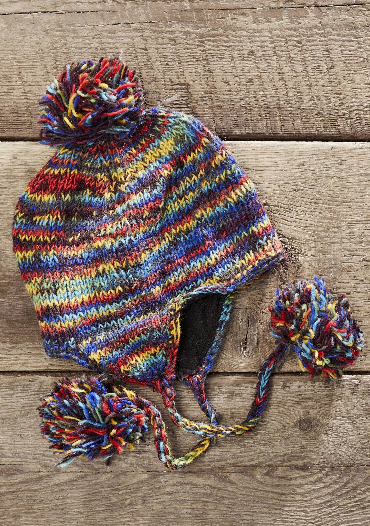 Hasri Space Dye Earflap Hat With Pom Pom