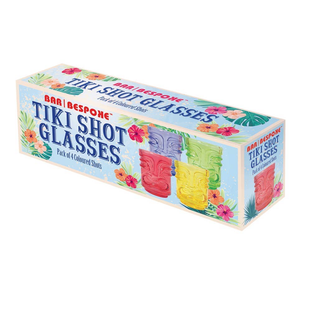 Bar Bespoke Coloured Tiki Shot Glasses 4 Pack
