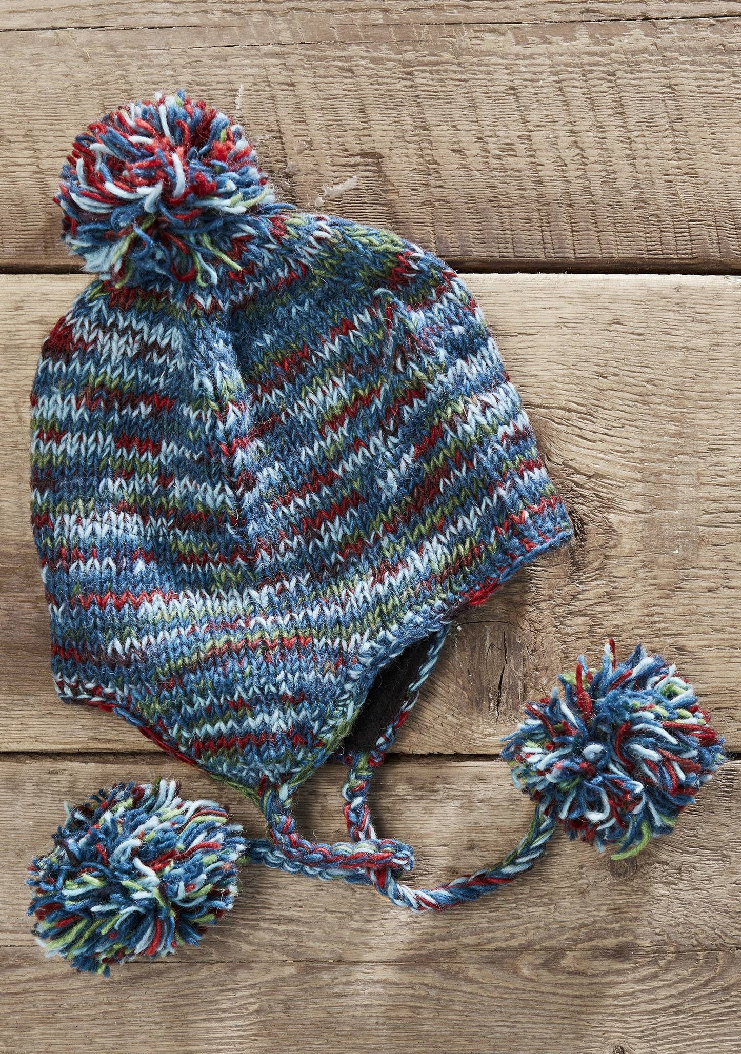 Hasri Space Dye Earflap Hat With Pom Pom