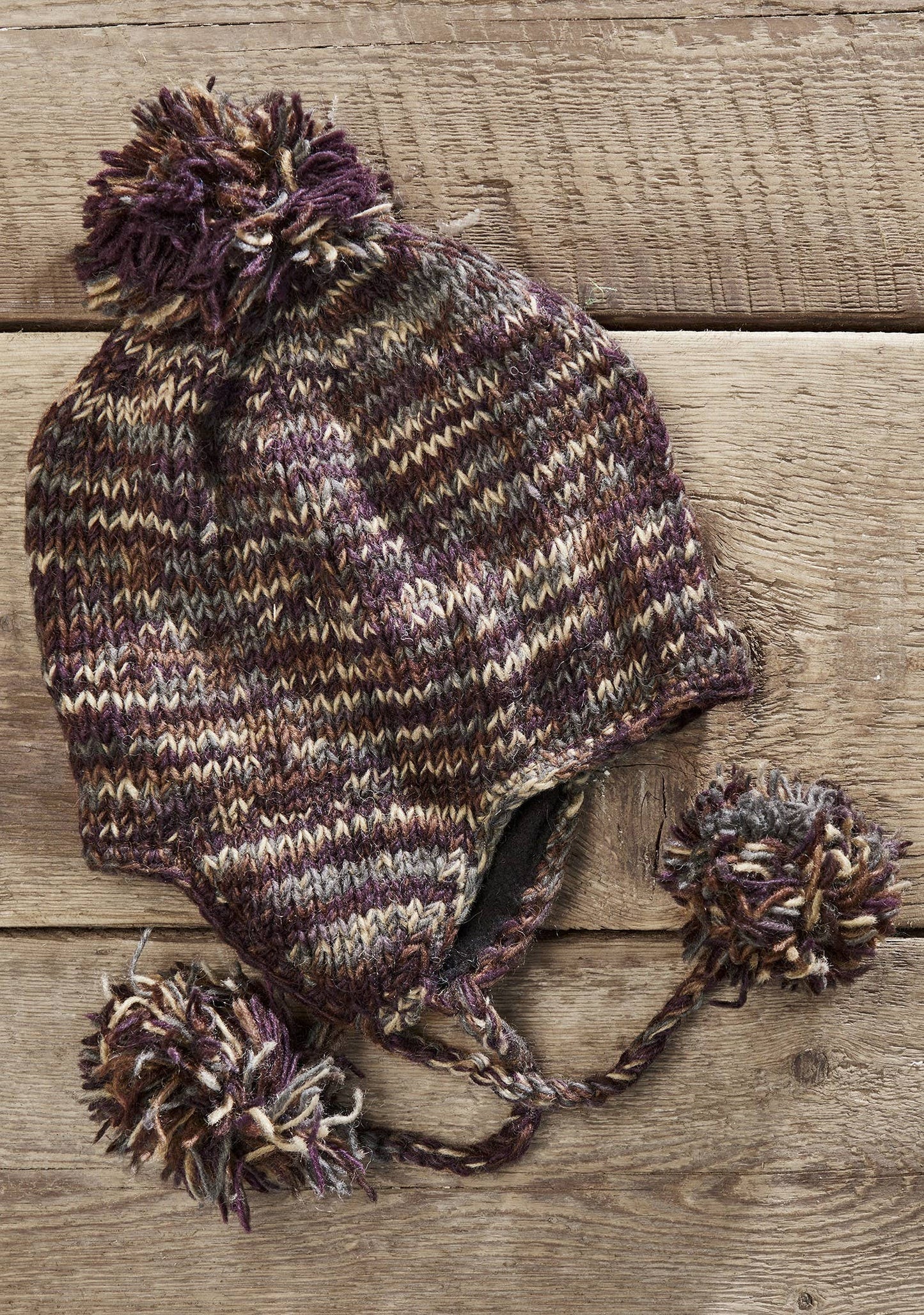 Hasri Space Dye Earflap Hat With Pom Pom