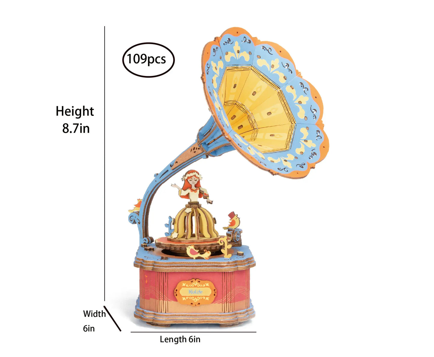 DIY 3D Wooden Puzzle Music Box: Vintage Gramophone