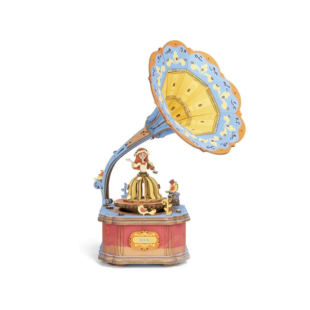 DIY 3D Wooden Puzzle Music Box: Vintage Gramophone