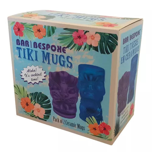 Bar Bespoke Tiki Mugs 2 Pack Blue and Purple