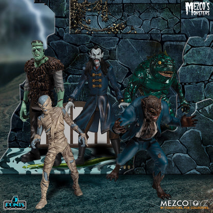 MEZCO‚ UNIVERSAL MONSTERS TOWER OF FEAR 5 POINTS 5 FIGURES DELUXE BOXED SET