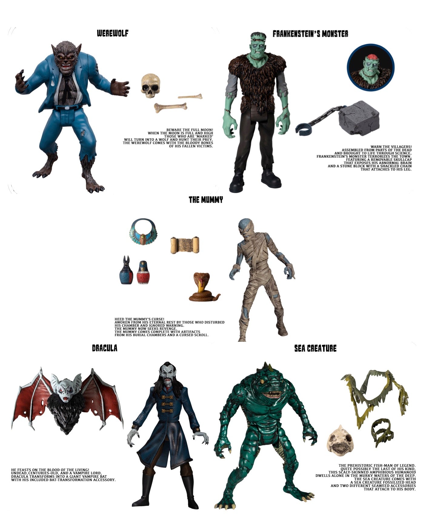 MEZCO‚ UNIVERSAL MONSTERS TOWER OF FEAR 5 POINTS 5 FIGURES DELUXE BOXED SET