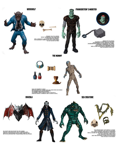 MEZCO‚ UNIVERSAL MONSTERS TOWER OF FEAR 5 POINTS 5 FIGURES DELUXE BOXED SET