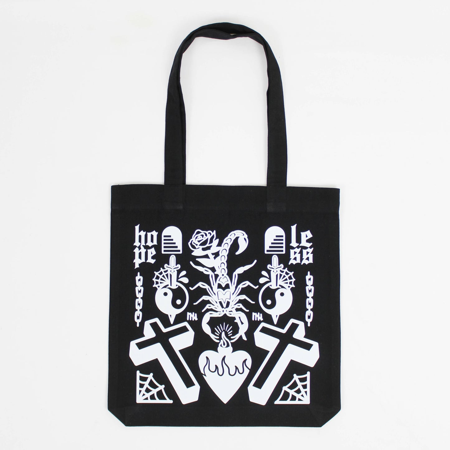Tattoo Flash Printed Tote Bag - Natural/Black/Midnight Blue