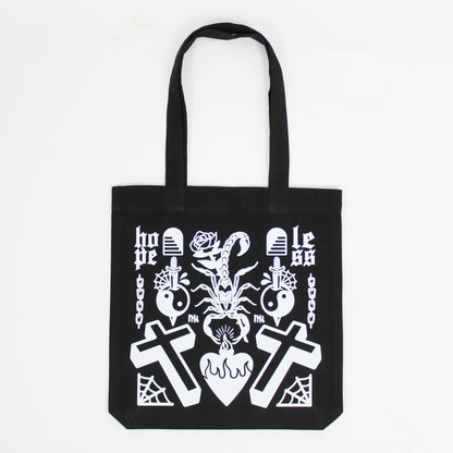 Tattoo Flash Printed Tote Bag - Natural/Black/Midnight Blue