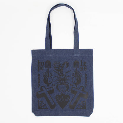 Tattoo Flash Printed Tote Bag - Natural/Black/Midnight Blue