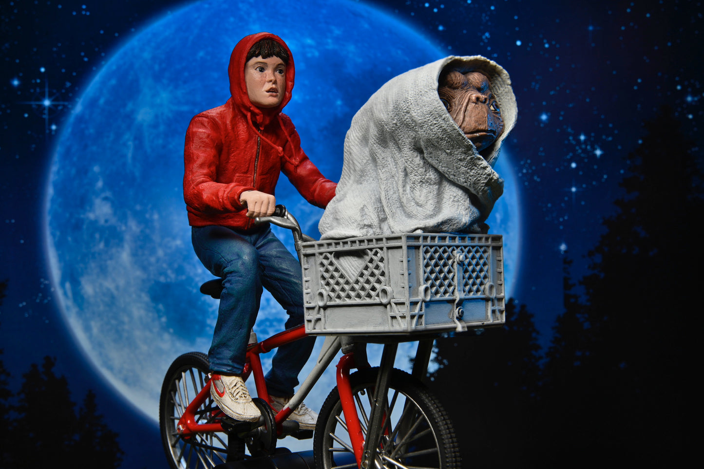 E.T. 40TH ANNIVERSARY ELLIOT AND E.T. ON BICYCLE 7 INCH SCALE ACTION FIGURE