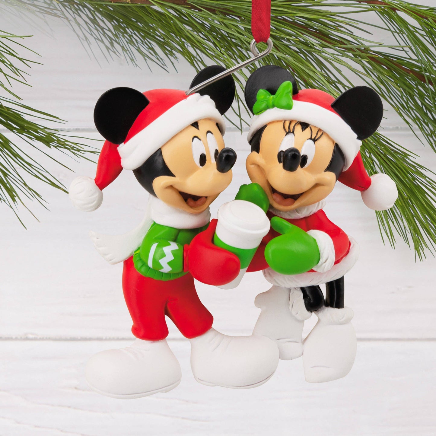 Collectable Disney Ornament - Festive Mickey & Minnie Mouse