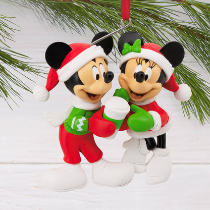 Collectable Disney Ornament - Festive Mickey & Minnie Mouse