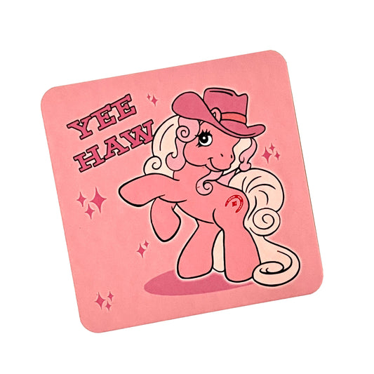 Yee-Haw Cowgirl Pink Pony Drinks Coaster