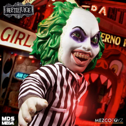 BEETLEJUICE 15 INCH MEGA SCALE ACTION FIGURE WITH SOUND - STRIPED SUIT BEETLEJUICE - MEZCO