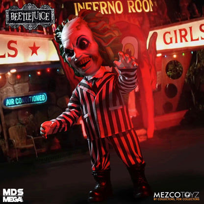 BEETLEJUICE 15 INCH MEGA SCALE ACTION FIGURE WITH SOUND - STRIPED SUIT BEETLEJUICE - MEZCO