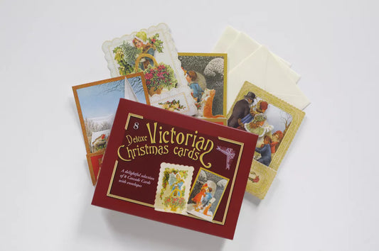 Deluxe Victorian Christmas Cards Box Assortment of 8