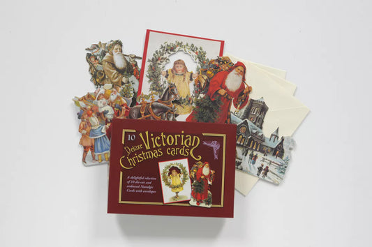 Deluxe Victorian Christmas Cards Box Assortment of 10