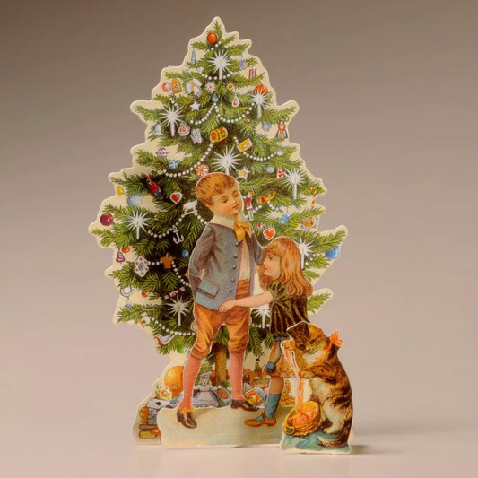 Victorian Tree and Children 3D Christmas Card