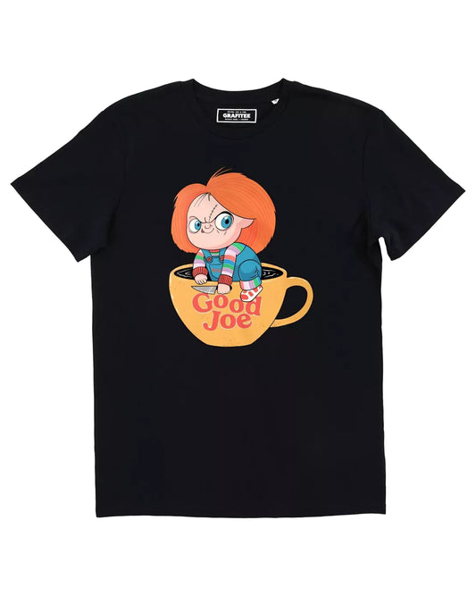 Chucky Coffee Maniac Black Unisex Graphic T-Shirt
