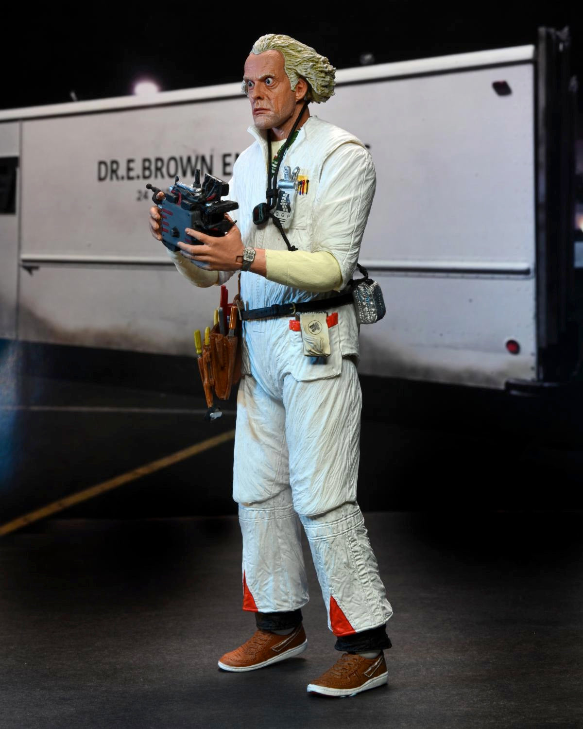 BACK TO THE FUTURE DOC BROWN PART 1 / VER 2 (1985) HAZMAT SUIT ULTIMATE 7 INCH SCALE ACTION FIGURE BTTF