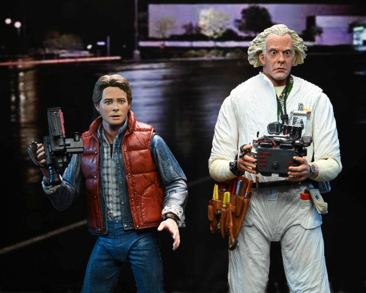 BACK TO THE FUTURE DOC BROWN PART 1 / VER 2 (1985) HAZMAT SUIT ULTIMATE 7 INCH SCALE ACTION FIGURE BTTF