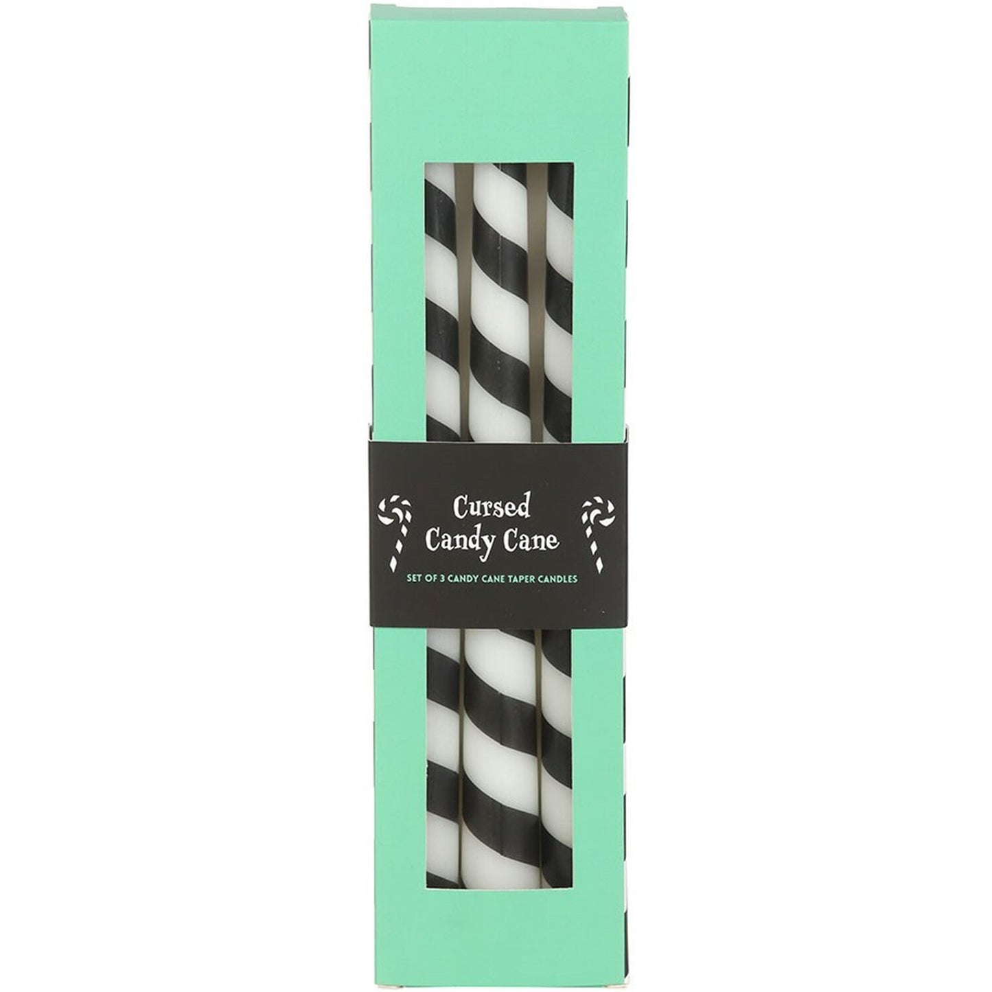 Set of 3 Black Candy Cane Taper Candles