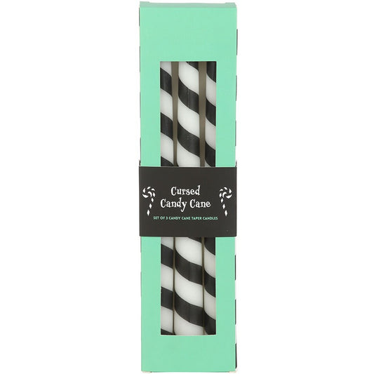Set of 3 Black Candy Cane Taper Candles