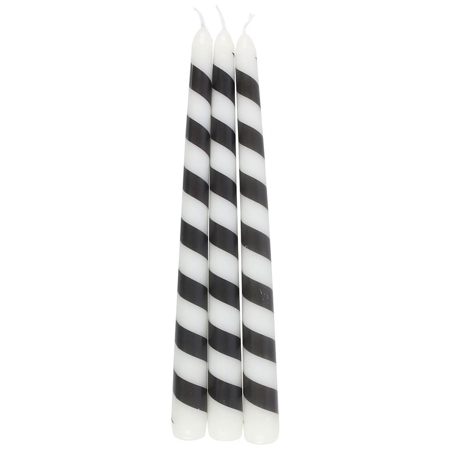 Set of 3 Black Candy Cane Taper Candles