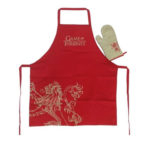 GAME OF THRONES APRON AND OVEN MITT SET LANNISTER