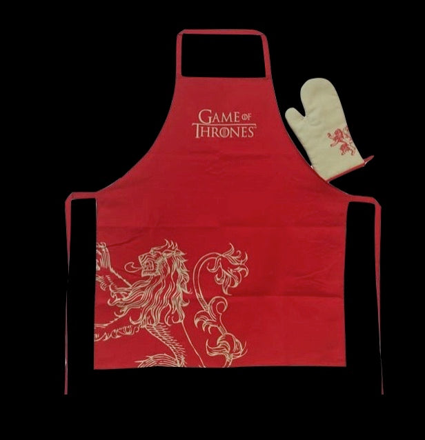 GAME OF THRONES APRON AND OVEN MITT SET LANNISTER