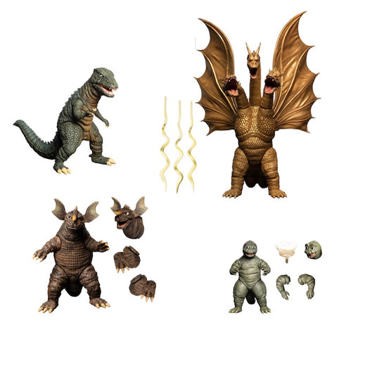 GODZILLA ROUND 2 DESTROY ALL MONSTERS (1968) 5 POINTS 4 FIGURES XL BOXED SET