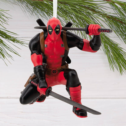 Marvel Hanging Ornament - Deadpool With Katana Swords & Pose