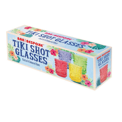 Bar Bespoke Coloured Tiki Shot Glasses 4 Pack