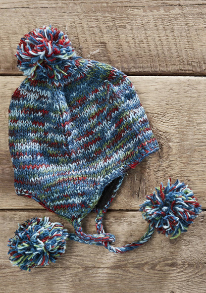Hasri Space Dye Earflap Hat With Pom Pom
