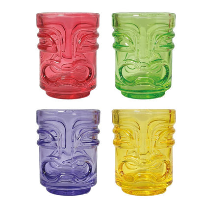 Bar Bespoke Coloured Tiki Shot Glasses 4 Pack