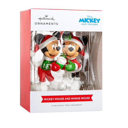 Collectable Disney Ornament - Festive Mickey & Minnie Mouse