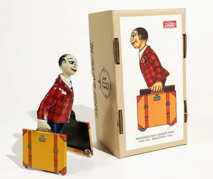 Collector's Tin Toy- Original Paya Suitcase Man 18 cm